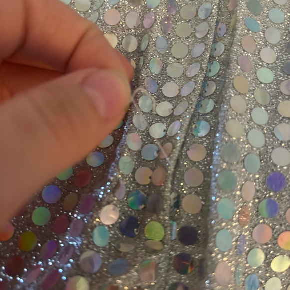 vintage silver sequin bodycon mini dress, spaghetti strap - Picture 9 of 11